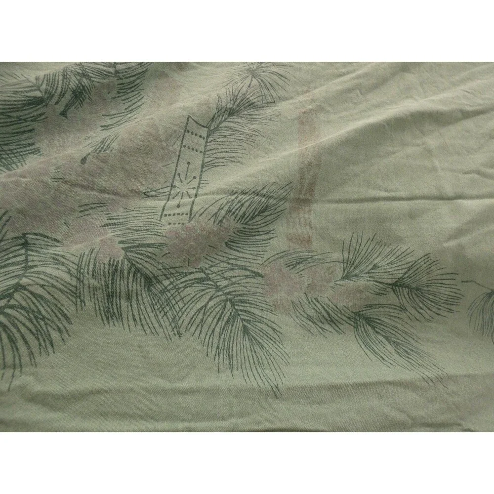 VTG California Hand Prints Tablecloth MCM Green Holiday Candles Spruce 64